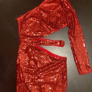 Red sequin dress
